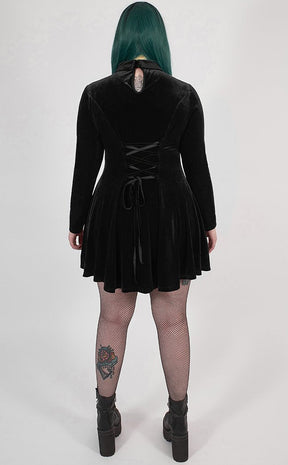 Ensnared Velvet Dress | Black | Plus Size-Punk Rave-Tragic Beautiful