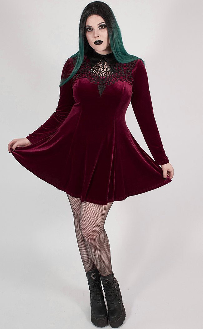 Ensnared Velvet Dress | Red | Plus Size-Punk Rave-Tragic Beautiful