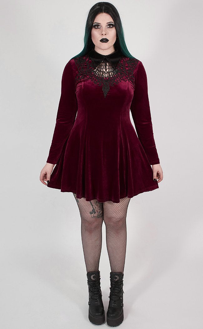 Ensnared Velvet Dress | Red | Plus Size-Punk Rave-Tragic Beautiful