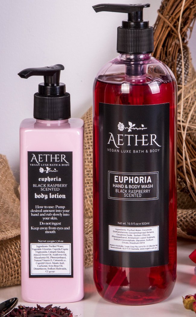 Euphoria Black Raspberry Scented Pink Body Wash-Aether-Tragic Beautiful