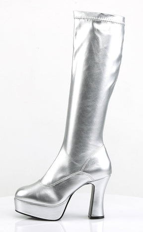 EXOTICA-2000 Silver Patent Gogo Boots-Funtasma-Tragic Beautiful