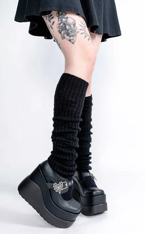 Extra Long Knit Leg Warmers | Black or White-Cold Black Heart-Tragic Beautiful