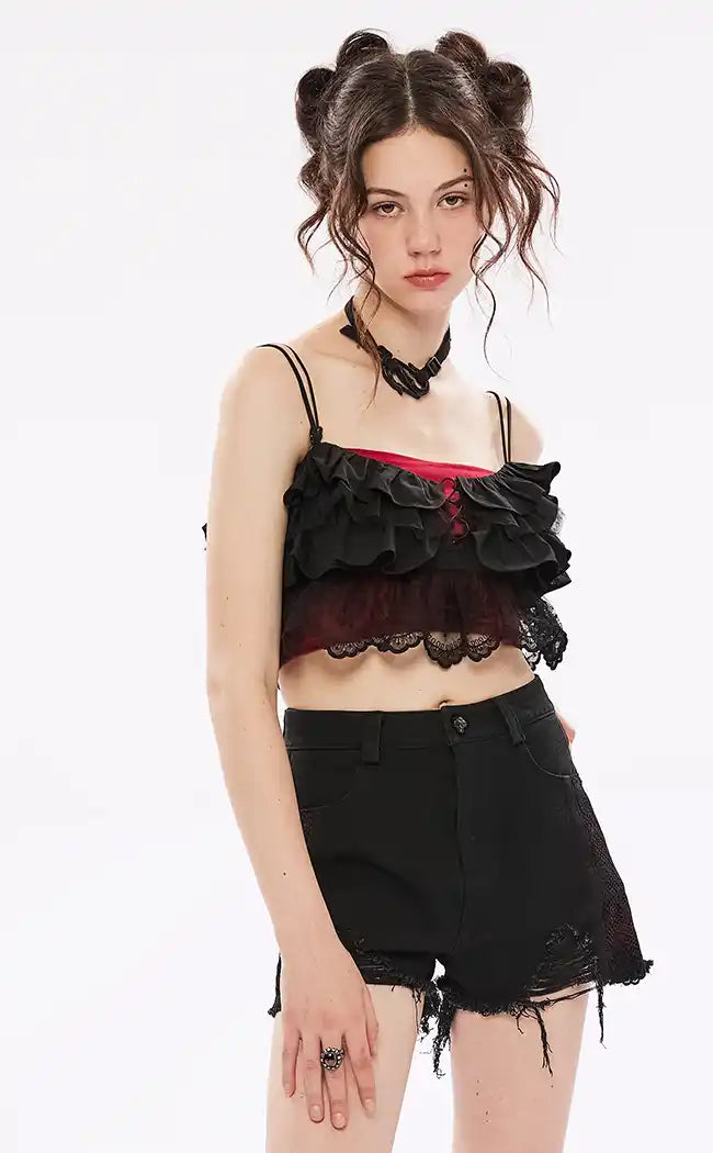 Faithless Black Lace Crop Top-Punk Rave-Tragic Beautiful