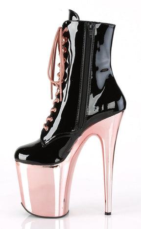 FLAMINGO-1020 Black Patent & Rose Gold Boots-Pleaser-Tragic Beautiful