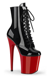 FLAMINGO-1020 Black & Red Patent Ankle Boots-Pleaser-Tragic Beautiful