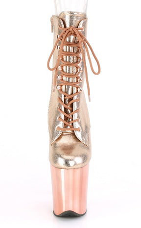 FLAMINGO-1020 Rose Gold Textured Metallic Chrome Boots-Pleaser-Tragic Beautiful