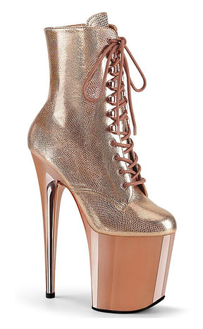 FLAMINGO-1020 Rose Gold Textured Metallic Chrome Boots-Pleaser-Tragic Beautiful