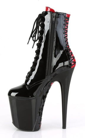 FLAMINGO-1020FH Black Patent Ankle Boots-Pleaser-Tragic Beautiful