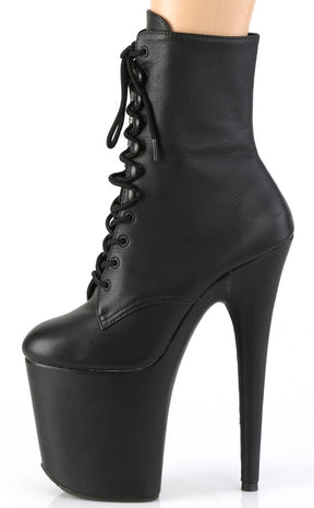 FLAMINGO-1020LWR Black Leather Ankle Boots-Pleaser-Tragic Beautiful