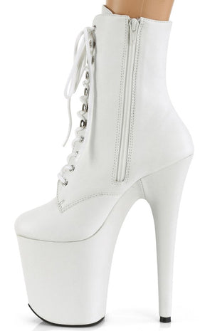 FLAMINGO-1020LWR White Leather Ankle Boots-Pleaser-Tragic Beautiful