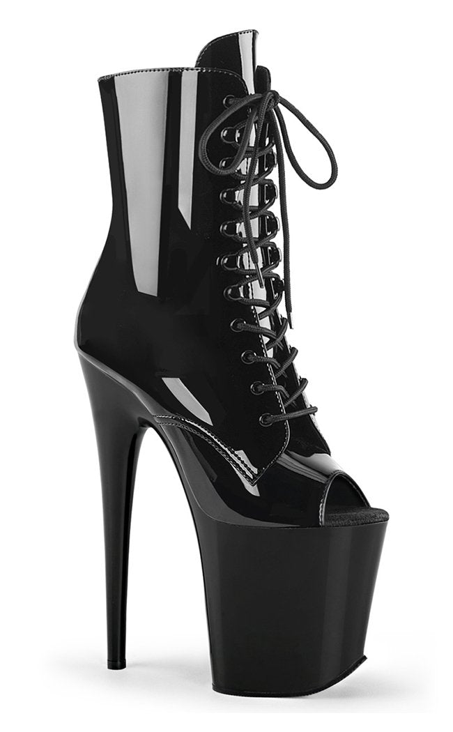 FLAMINGO-1021 Black Patent Ankle Boots-Pleaser-Tragic Beautiful