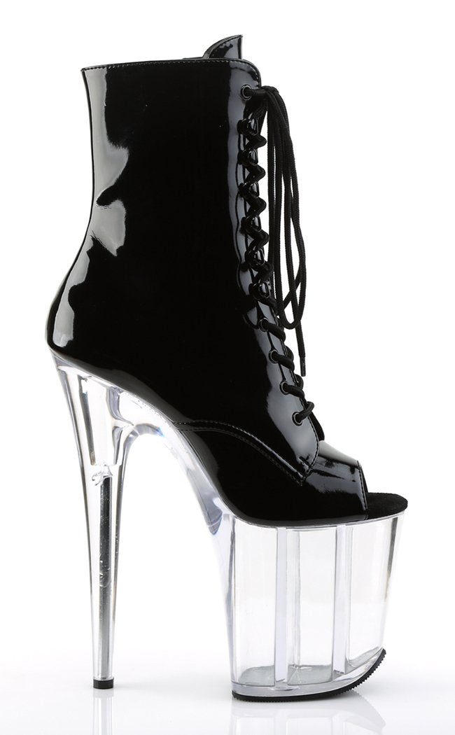 FLAMINGO-1021 Black Patent & Clear Ankle Boots-Pleaser-Tragic Beautiful