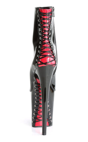 FLAMINGO-1025 Black Red Corset Ankle Boots-Pleaser-Tragic Beautiful