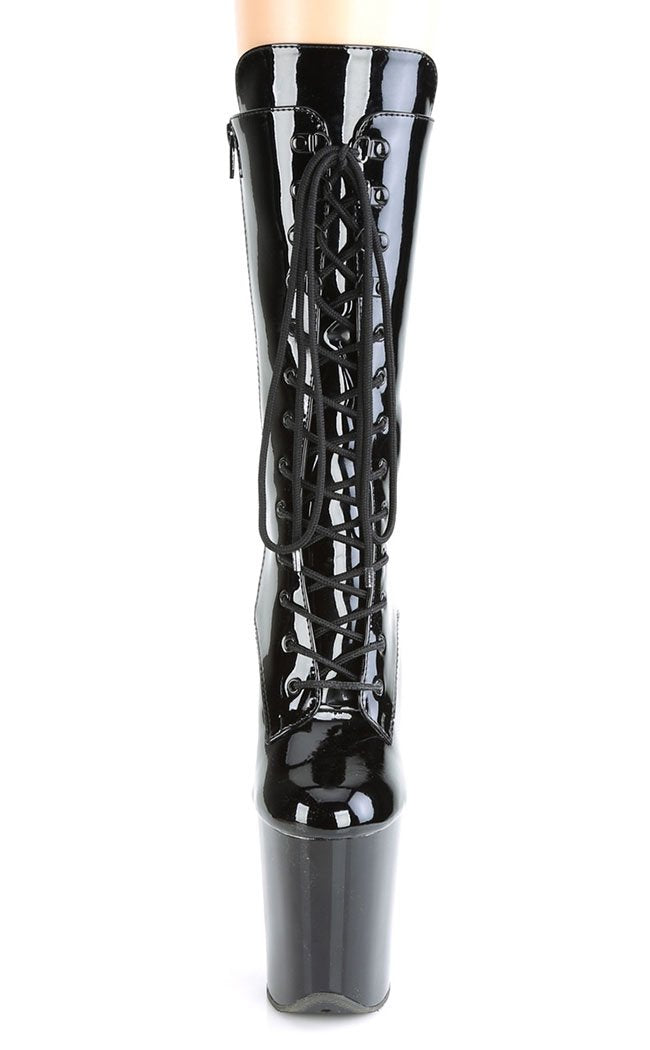 FLAMINGO-1050 Black Patent Mid Calf Boots-Pleaser-Tragic Beautiful