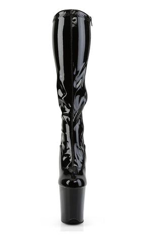 FLAMINGO-2000 Black Patent Knee High Boots-Pleaser-Tragic Beautiful