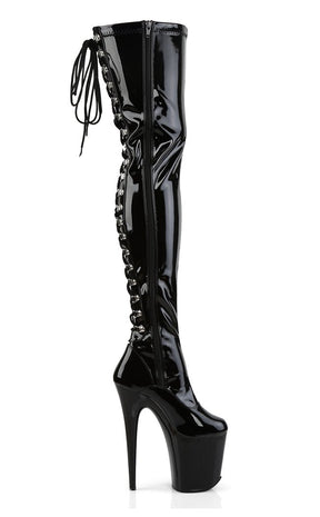 FLAMINGO-3050 Black Patent Thigh High Boots-Pleaser-Tragic Beautiful