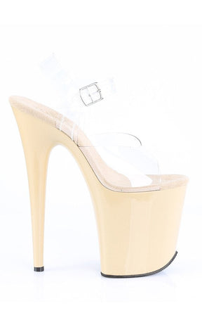 FLAMINGO-809 Clear/Cream Patent Heels-Pleaser-Tragic Beautiful