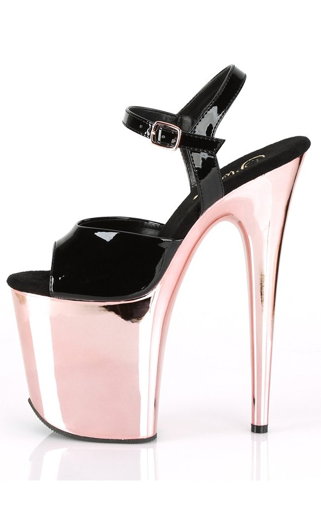 FLAMINGO-809 Rose Gold Chrome Heels-Pleaser-Tragic Beautiful