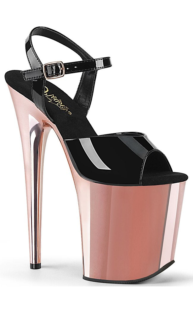 FLAMINGO-809 Rose Gold Chrome Heels-Pleaser-Tragic Beautiful