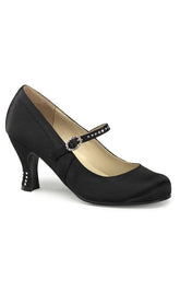 FLAPPER-20 Black Satin Heels-Funtasma-Tragic Beautiful