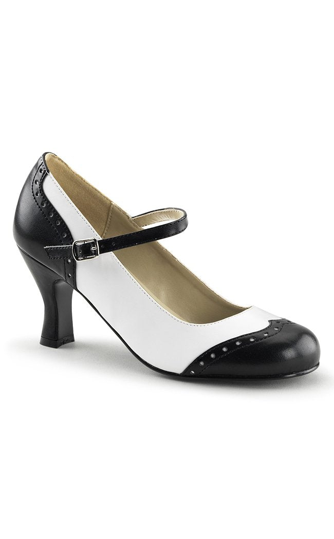 FLAPPER-25 Black White Heels-Funtasma-Tragic Beautiful