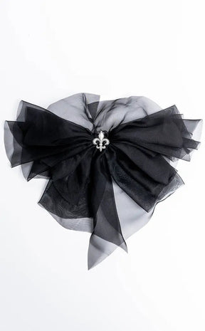 Fleur-de-Lis Bow Hairclip-Cold Black Heart-Tragic Beautiful