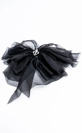 Fleur-de-Lis Bow Hairclip-Cold Black Heart-Tragic Beautiful