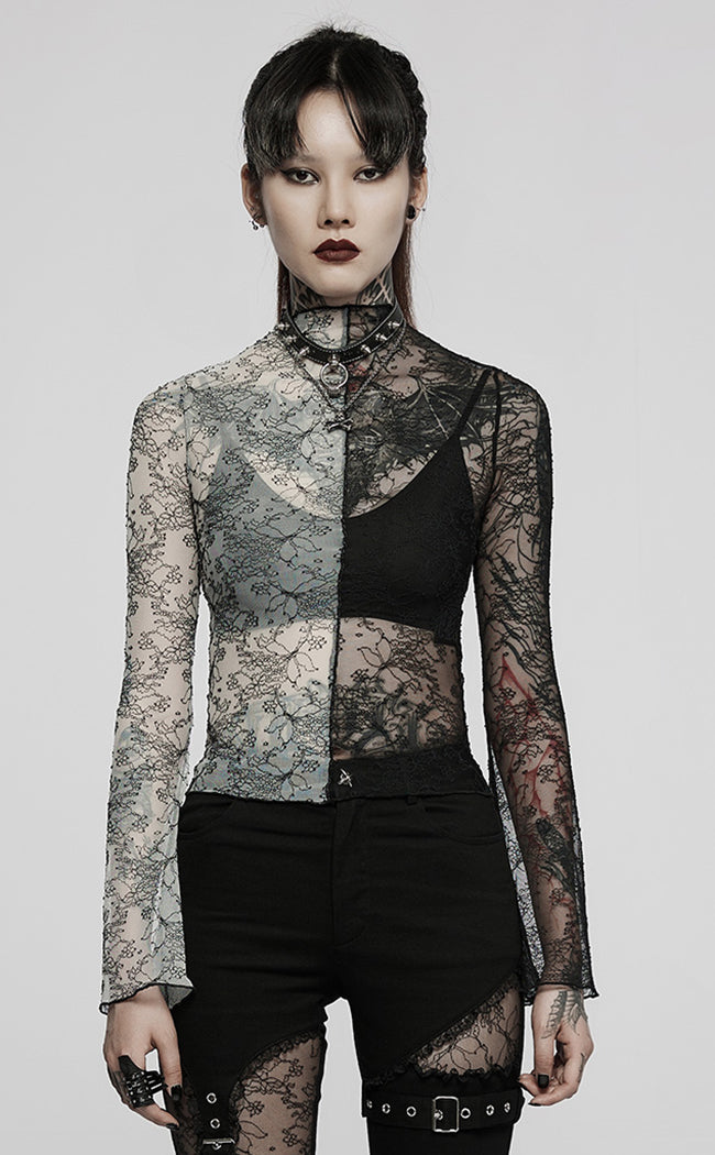 Flipside Lace Top | Black & White-Punk Rave-Tragic Beautiful