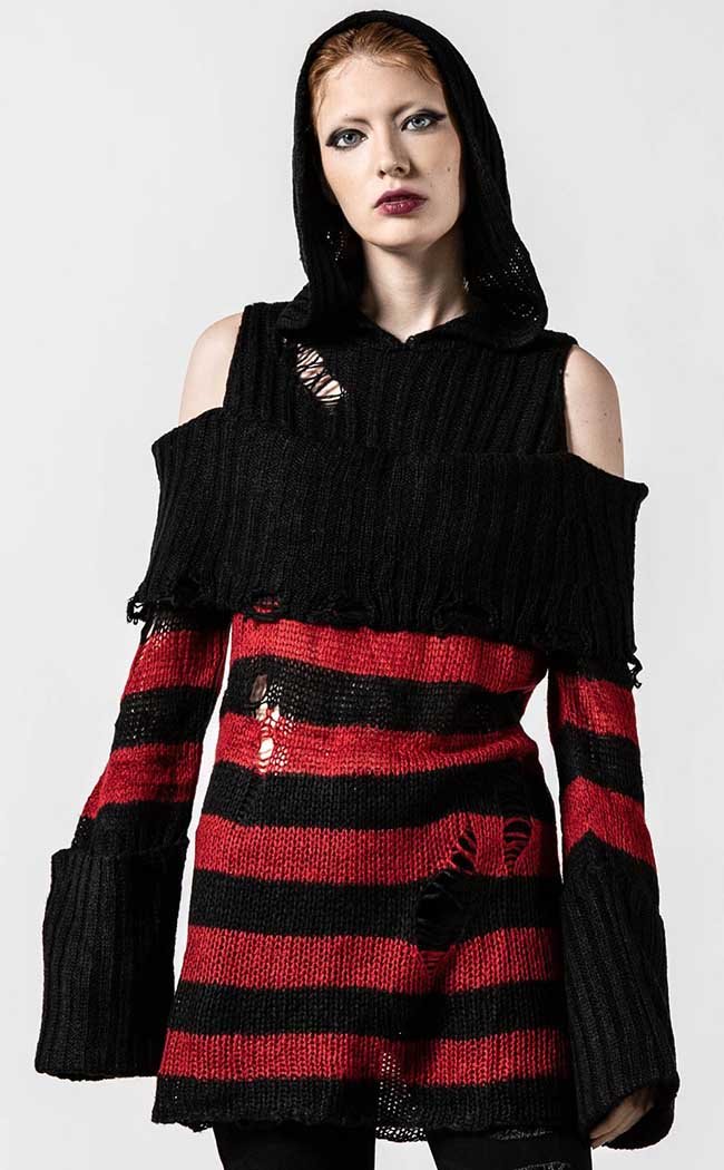 Freddy Hooded Knit Sweater-Killstar-Tragic Beautiful