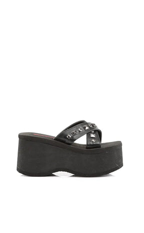 FUNN-29 Black Platform Slide Sandals