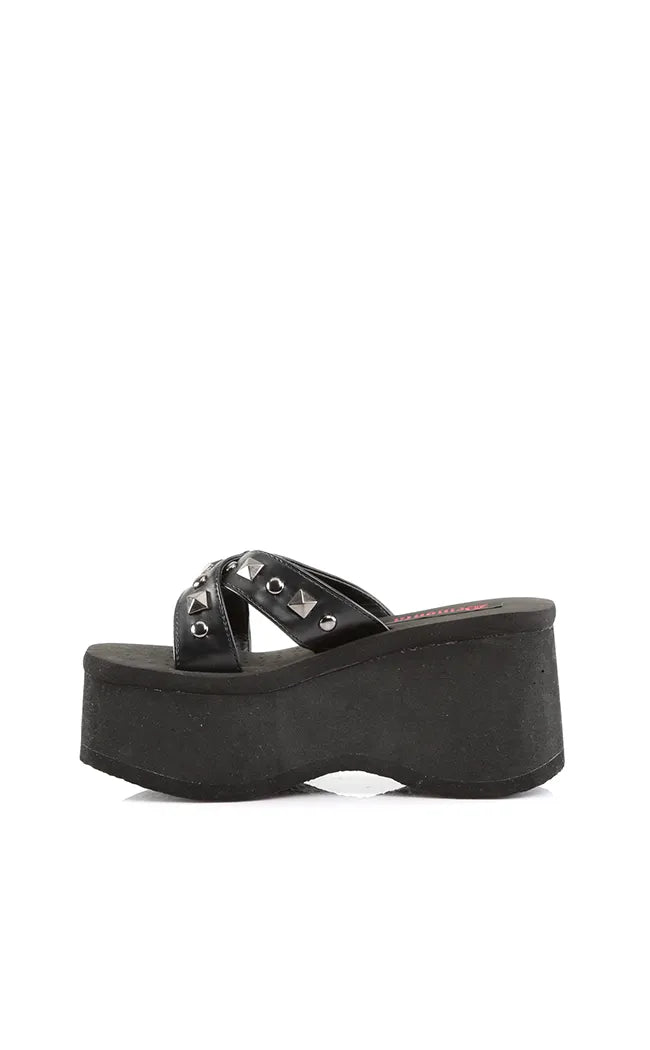 FUNN-29 Black Platform Slide Sandals