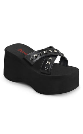 FUNN-29 Black Platform Slide Sandals