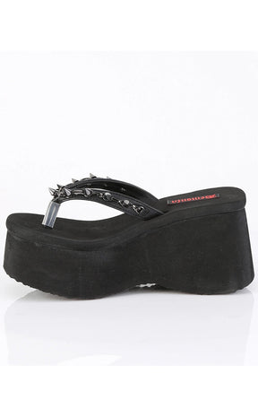 FUNN-35 Black Platform Slide Sandals-Demonia-Tragic Beautiful