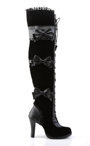 GLAM-300 Black Thigh High Boots-Demonia-Tragic Beautiful