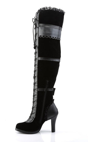 GLAM-300 Black Thigh High Boots-Demonia-Tragic Beautiful