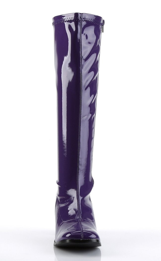 GOGO-300 Purple Stretch Patent Gogo Boots-Funtasma-Tragic Beautiful