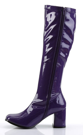 GOGO-300 Purple Stretch Patent Gogo Boots-Funtasma-Tragic Beautiful