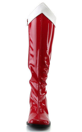 GOGO-306 Red Stretch Patent Leather Boots (Au Stock)-Funtasma-Tragic Beautiful