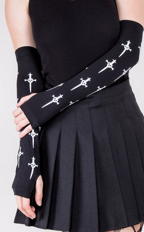 Gothic Cross Fingerless Gloves-Music Legs-Tragic Beautiful