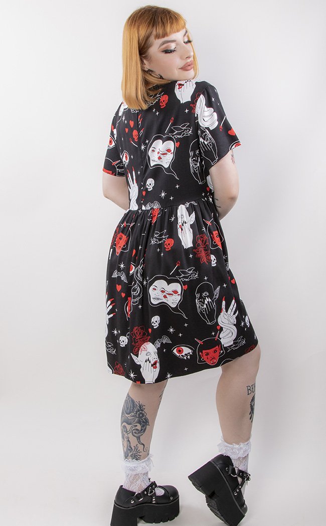 Gothic Print Baby Doll Dress-Black Friday-Tragic Beautiful