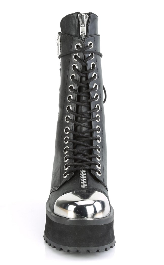 GRAVEDIGGER-14 Black Vegan Leather Boots-Demonia-Tragic Beautiful