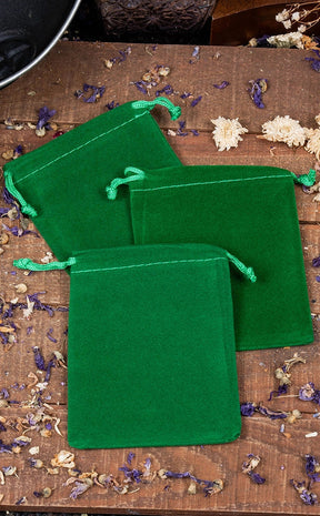 Green Empty Mojo / Spell Bag | Velvet Drawstring Bag