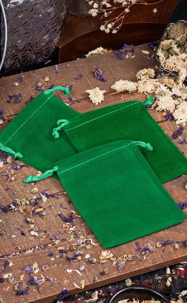 Green Empty Mojo / Spell Bag | Velvet Drawstring Bag