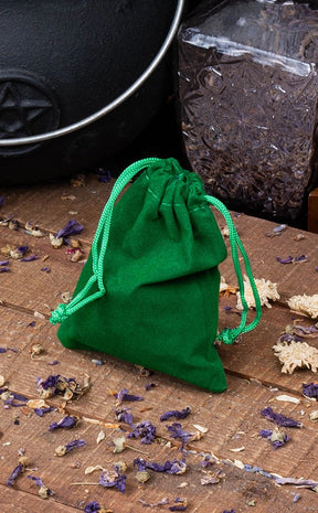 Green Empty Mojo / Spell Bag | Velvet Drawstring Bag