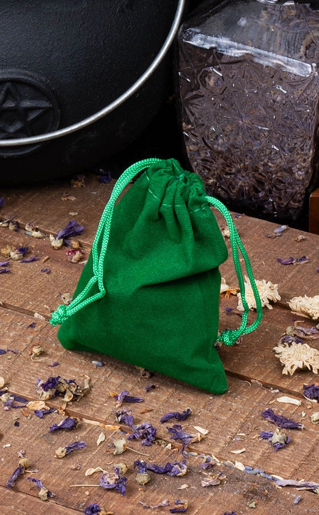 Green Empty Mojo / Spell Bag | Velvet Drawstring Bag