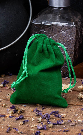 Green Empty Mojo / Spell Bag | Velvet Drawstring Bag