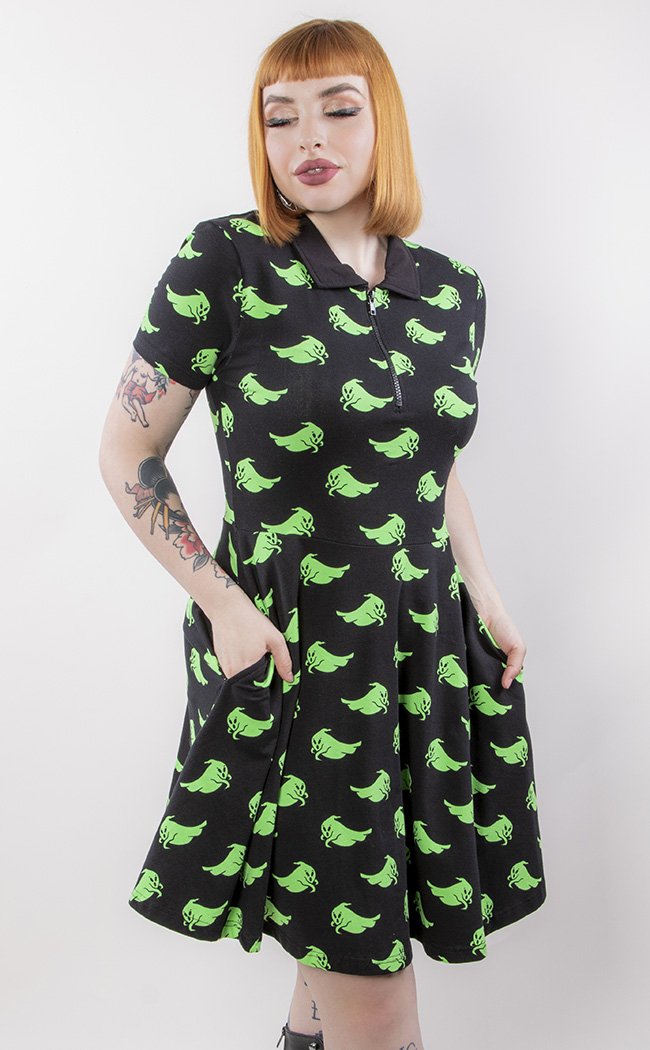 Green Ghost Collar Dress-Black Friday-Tragic Beautiful