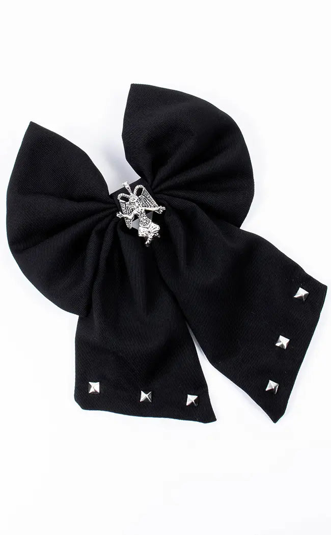 Hail Satan Bow Hair Clip-Cold Black Heart-Tragic Beautiful