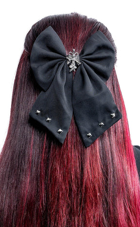 Hail Satan Bow Hair Clip-Cold Black Heart-Tragic Beautiful