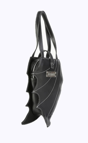 HB-215 Black Batwing Vegan Leather Handbag